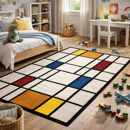 Modern Geometric Area Rug – Soft Minimalist Home Decor