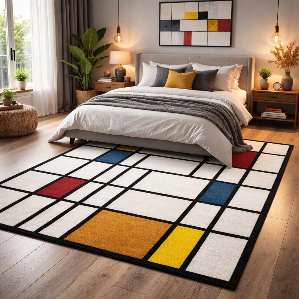 Modern Geometric Area Rug – Soft Minimalist Home Decor