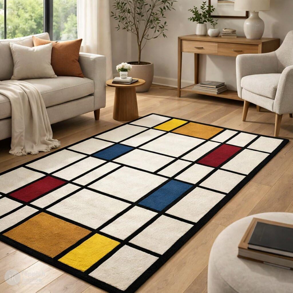 Modern Geometric Area Rug – Soft Minimalist Home Decor