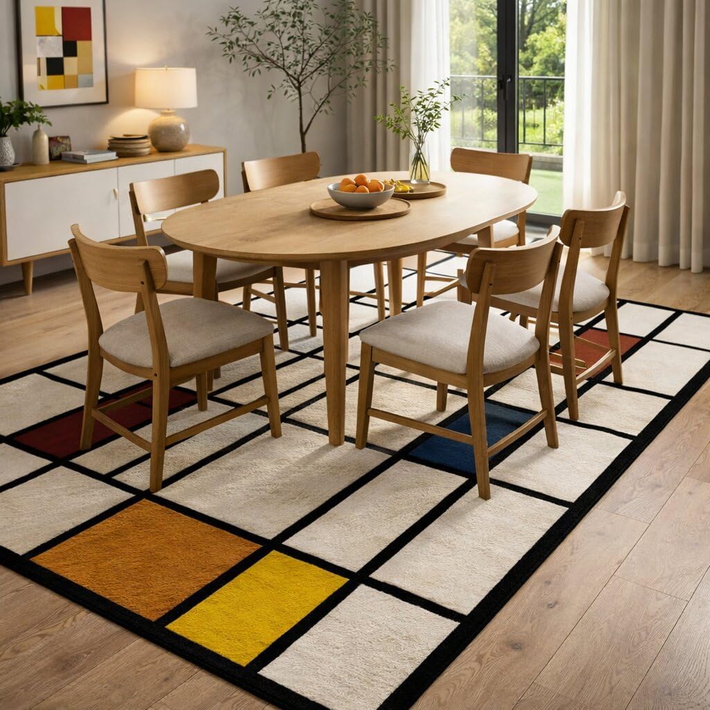 Modern Geometric Area Rug – Soft Minimalist Home Decor