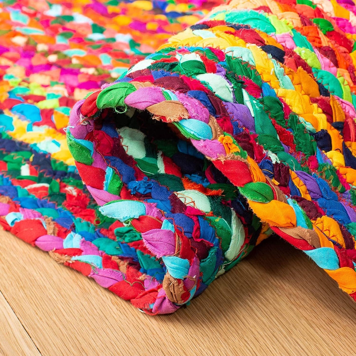 Braided Farmhouse Rug – Multicolor Cozy Floor Mat