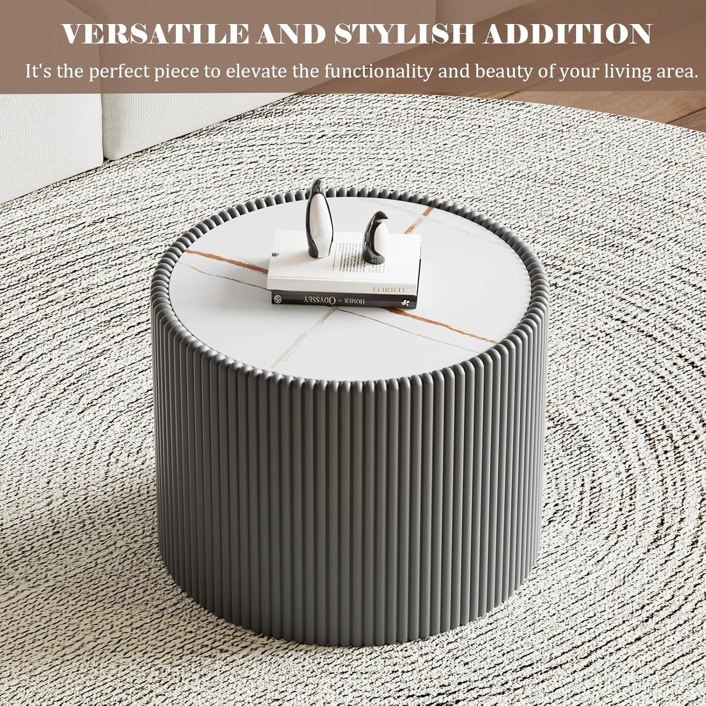Modern Cylinder Leatherette Nightstand – Sleek Storage for Bedroom 🛏️✨
