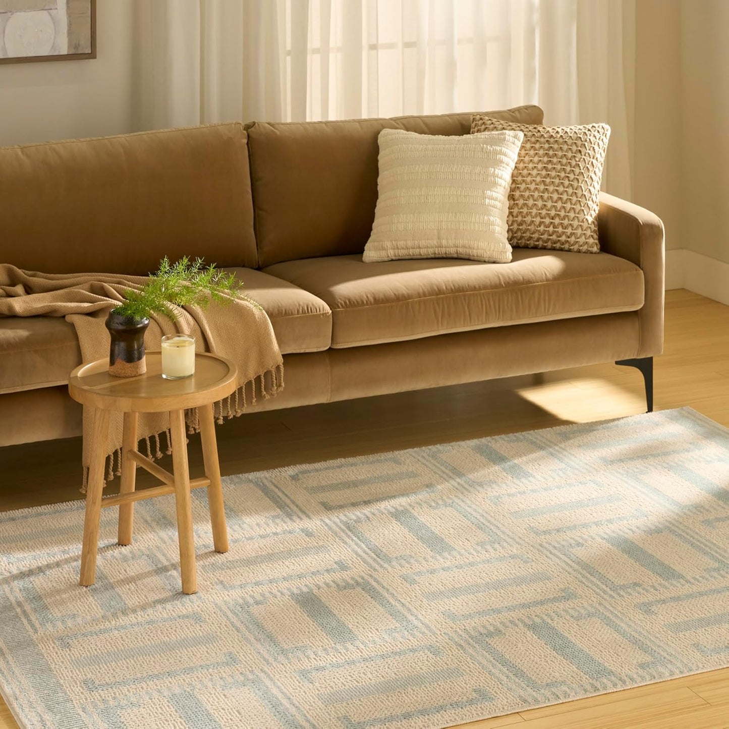 Nordic Ivory Blue Area Rug 🏡 Modern Home Accent