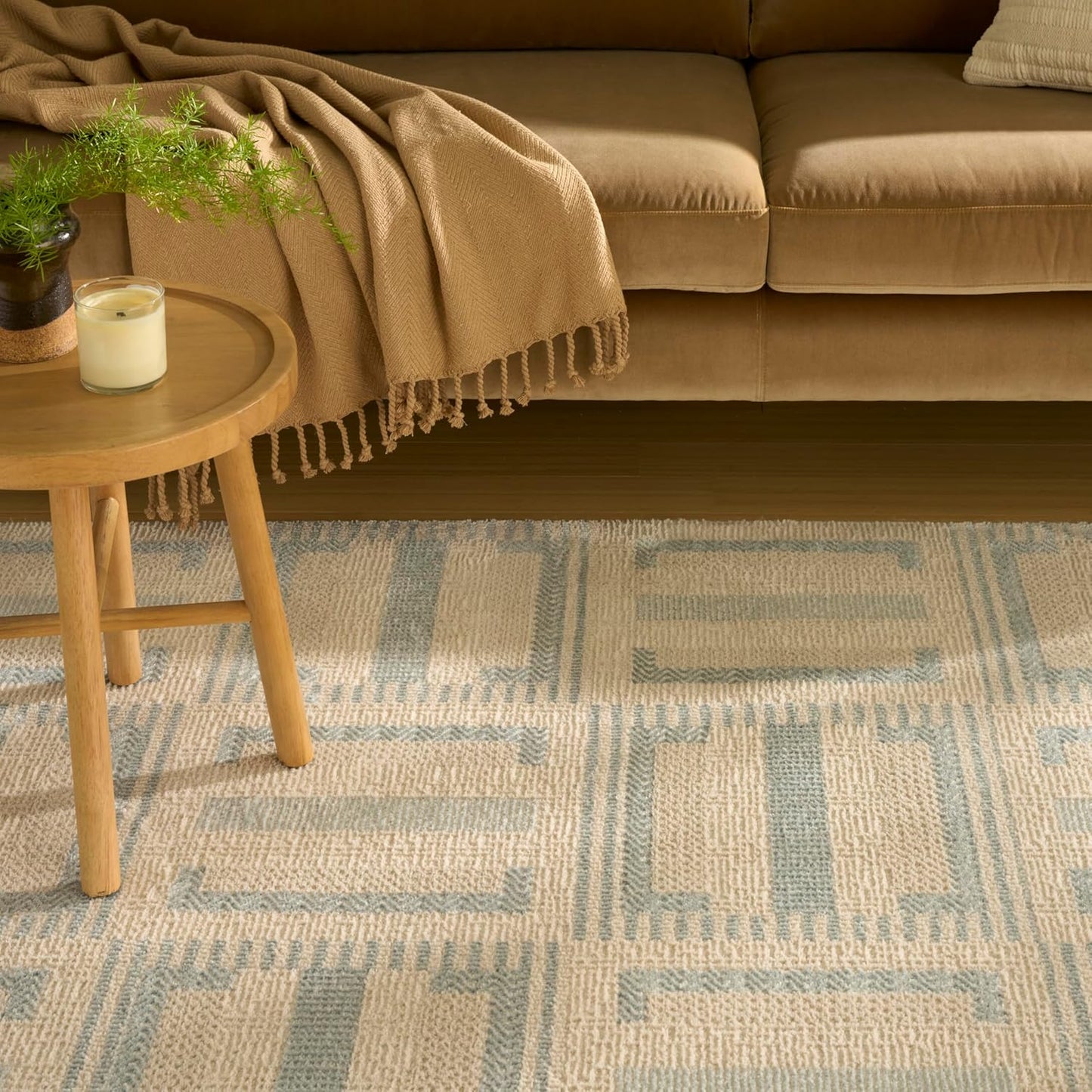 Nordic Ivory Blue Area Rug 🏡 Modern Home Accent